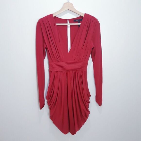 NWOT BCBGMaxAzria Raspberry Ruched Lark Dress - Picture 1 of 16
